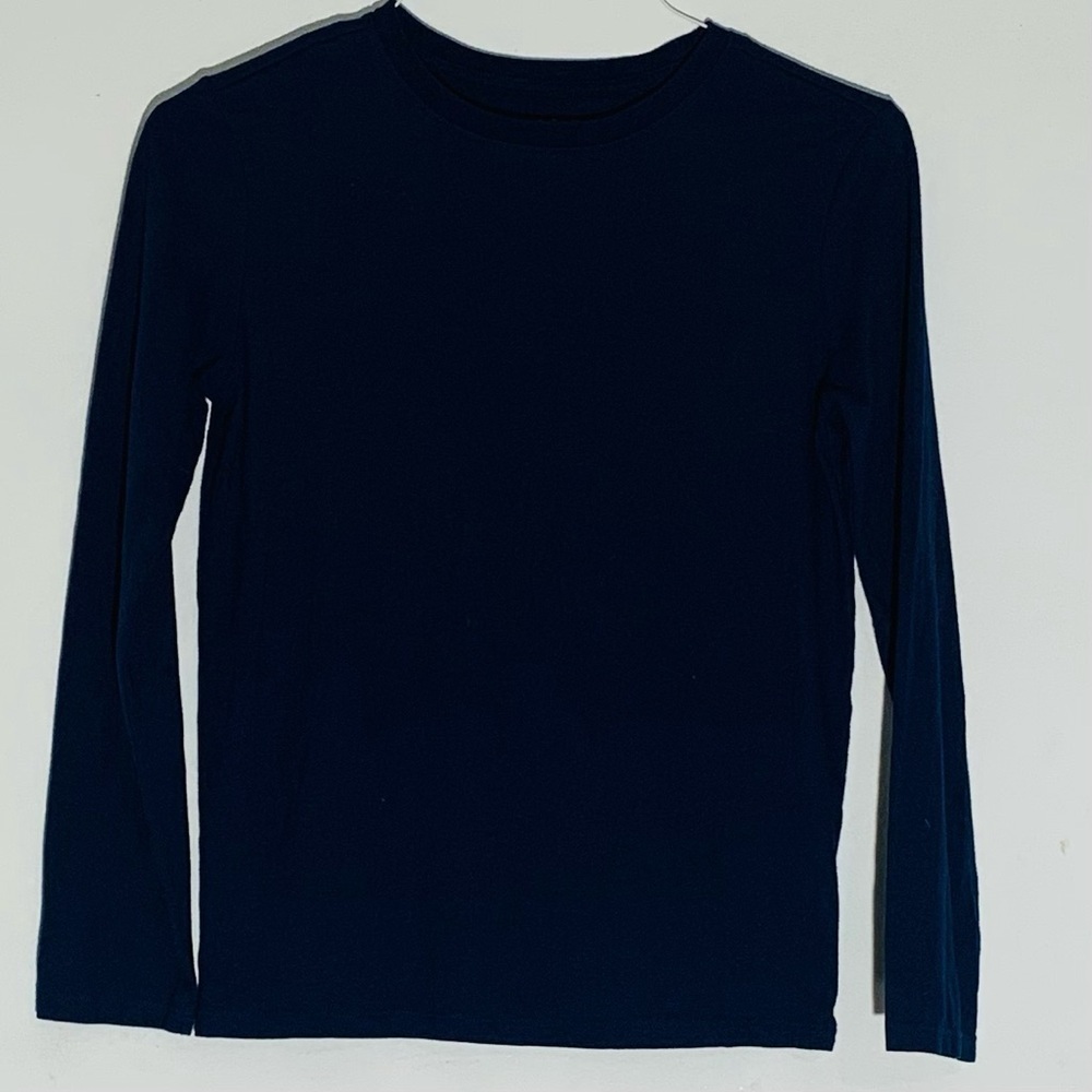 Cat & Jack Classic Navy Blue Long Sleeve Youth Shirt SZ L